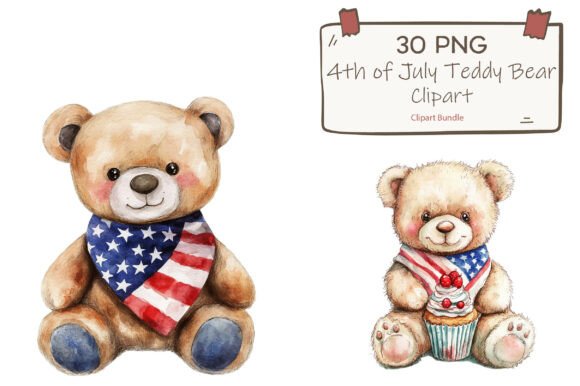 4th of July Teddy Bear Clipart Bundle: A Creative Resource for Patriotic Designs