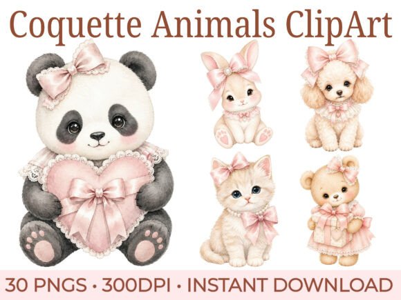 Coquette Animal Clipart Bundle