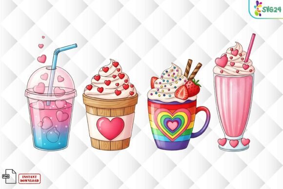 Enhancing Digital Design with Valentine Drinks Dessert PNG Assets