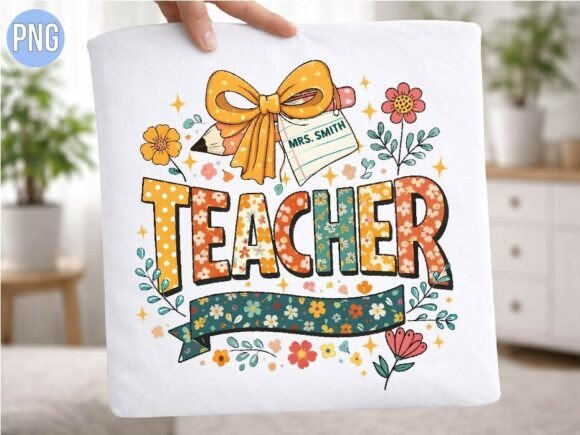 Evaluating the Teacher Floral Retro Custom Name PNG for Creative and Commercial Projects