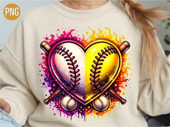 Heart Baseball Softball Sports T-shirt Design