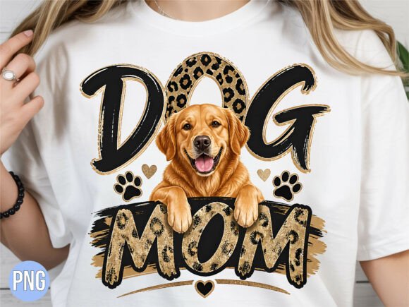 Leopard Print Dog Mom Golden Retriever: Elevating Pet-Themed Designs with Premium Digital Art