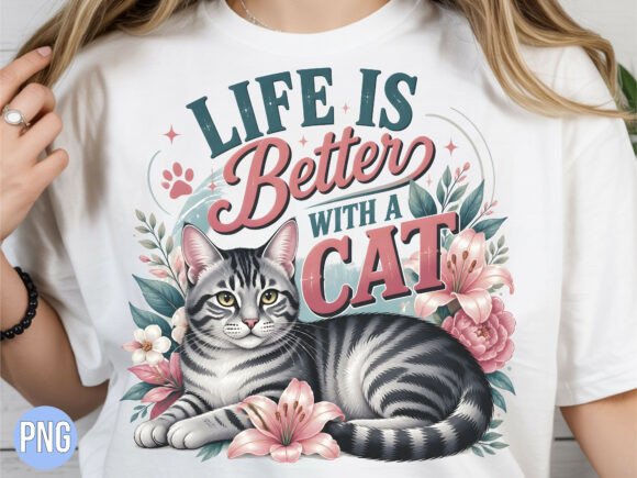 Life is Better with a Cat Floral PNG: A Guide to Premium Digital Design Files