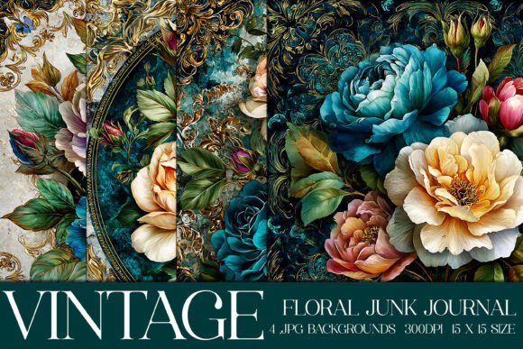 Luxury Floral Flowers Backgrounds, S1: Elevate Your Crafts with Vintage Elegance