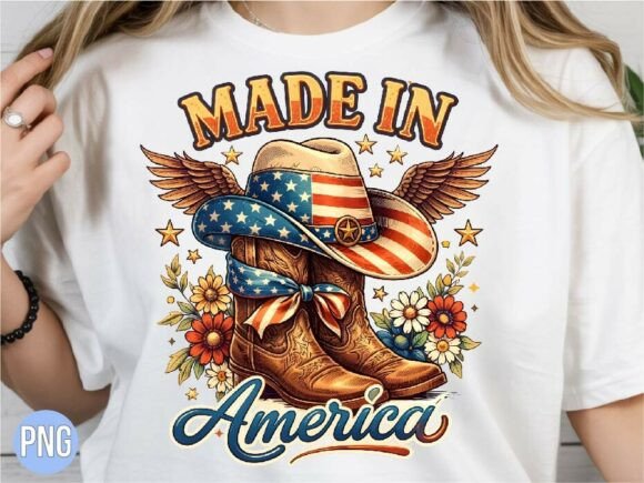 Made in America Patriotic Cowboy PNG