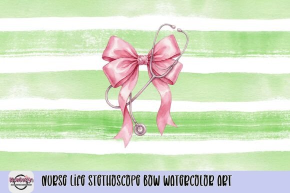 Nurse Life Stethoscope Bow Watercolor Art