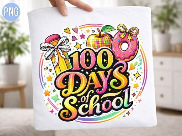 Retro 100 Days of School PNG Design