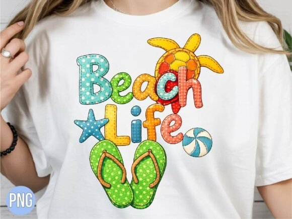 Retro Beach Life Summer Flip Flops PNG: A Creative Asset for Digital Designers