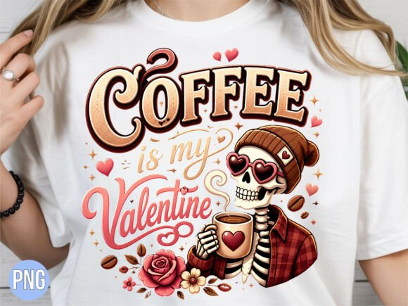 Skeleton Coffee is My Valentine PNG