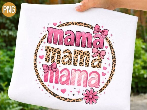 Western Pink Leopard Mama Bow T-shirt Design for Creative Projects